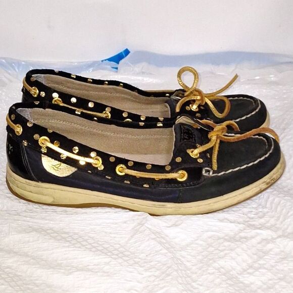 Sperry Top Sider Women's Boat Shoes Flats Nautical Comfort Black and Gold 8M - Picture 3 of 9